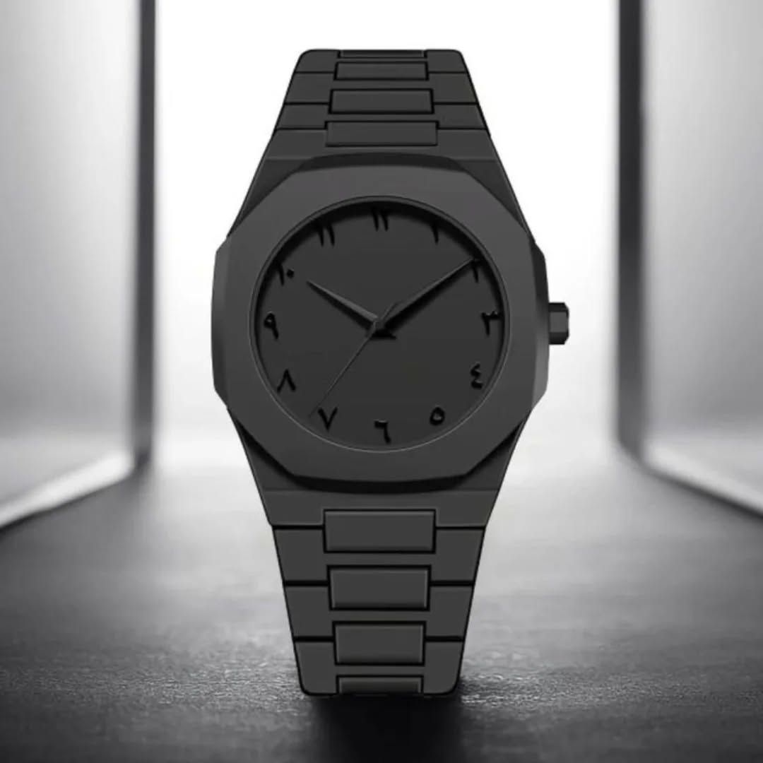 Black Aura Quartz Watch – Stylish Analog Watch for Men & Boys –