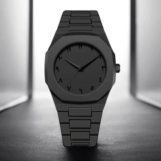 Black Aura Quartz Watch – Stylish Analog Watch for Men & Boys –